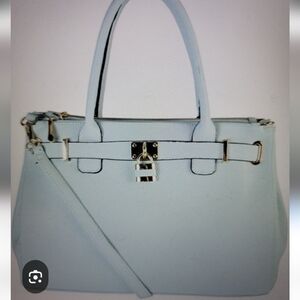 DASEIN WOMENS LARGE VEGAN LEATHER TOTE HANDBAG Light Blue